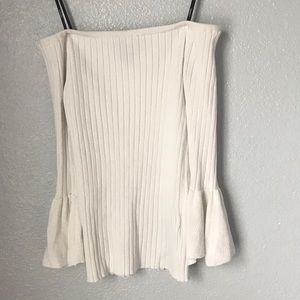 white off the shoulder ribbed top